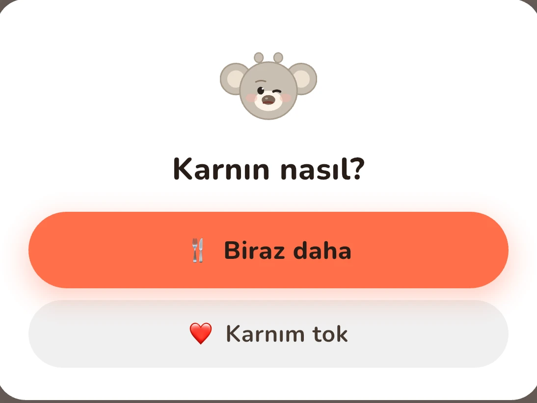Koamoli'nin tokluk sorusu, yakından: Biraz daha ya da Karnım tok